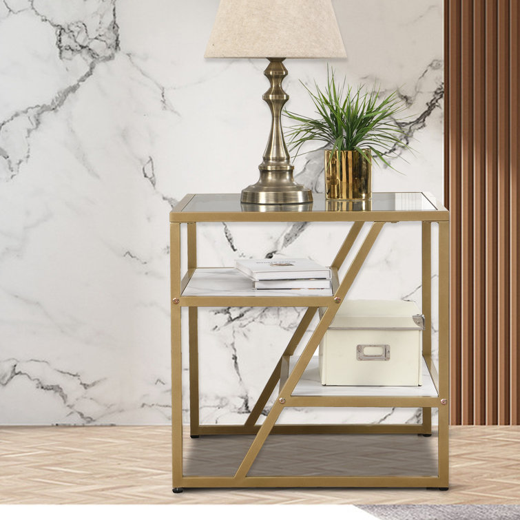 Mercer41 Heidy 21.81'' Tall Glass Frame End Table Wayfair